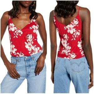 NWT LEITH | Red Floral Side Drape Wrap Camisole